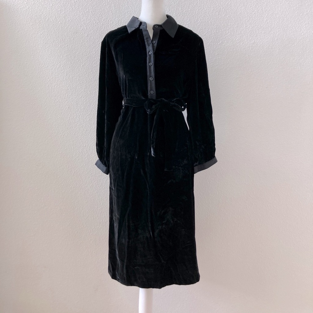 Emerson Fry black size 12 silk/cotton velvet shirt dress NWT.
